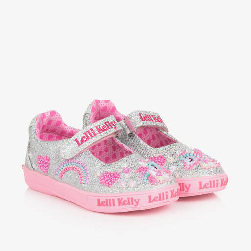 Lelli Kelly- حذاء بسير لون فضي برّاق للبنات | Childrensalon