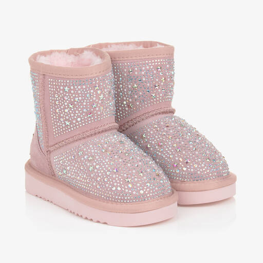 Lelli Kelly-Girls Pale Pink Sparkly Suede Boots | Childrensalon