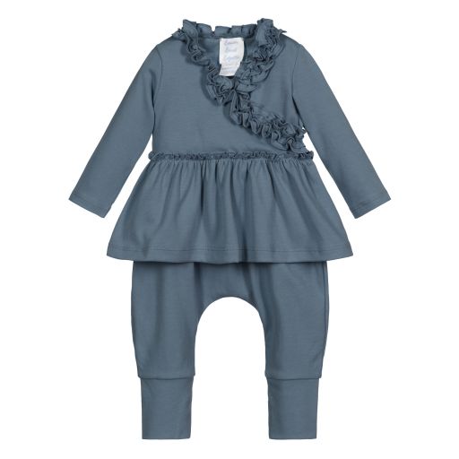 Lemon Loves Layette-Baby Girls Teal Blue Outfit | Childrensalon