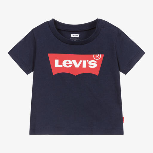 Levi's-Baby Boys Navy Blue Cotton Logo T-Shirt | Childrensalon