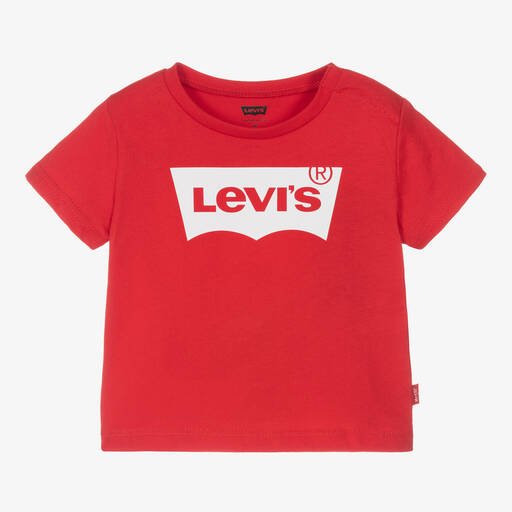 Levi's-Красная хлопковая футболка с логотипом для малышей | Childrensalon