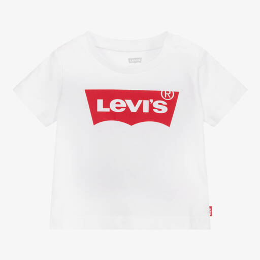 Levi's-Белая хлопковая футболка с логотипом для малышей | Childrensalon