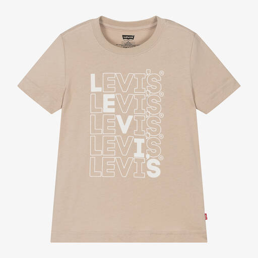 Levi's-Boys Beige Organic Cotton T-Shirt | Childrensalon