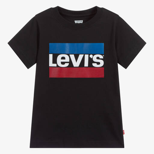 Levi's-Boys Black Cotton Logo T-Shirt | Childrensalon