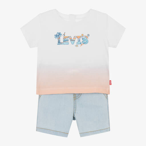 Levi's-Boys Blue Denim Shorts Set | Childrensalon