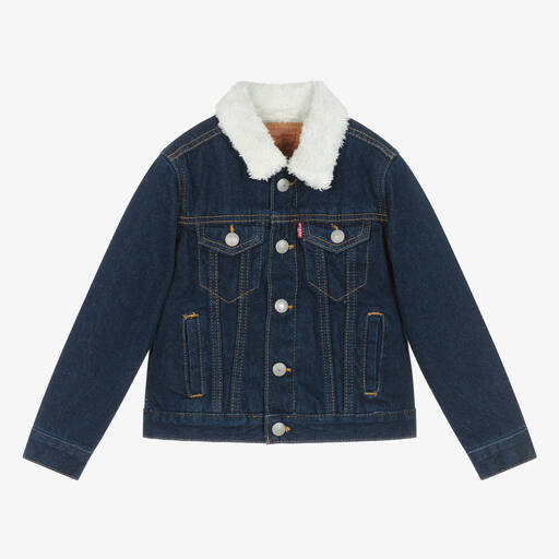 Levi's-Boys Blue Fleece Lined Denim Jacket | Childrensalon