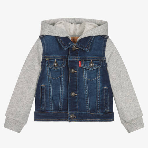 Levi's-Boys Blue Hooded Denim & Jersey Jacket | Childrensalon