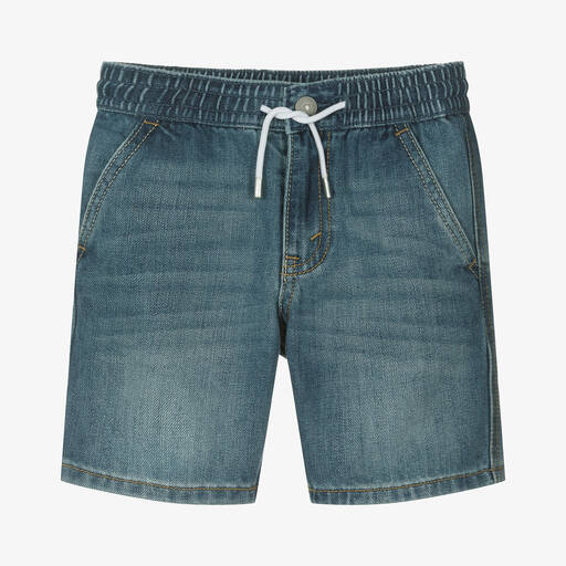 Levi's-Boys Blue Stone Wash Denim Shorts | Childrensalon