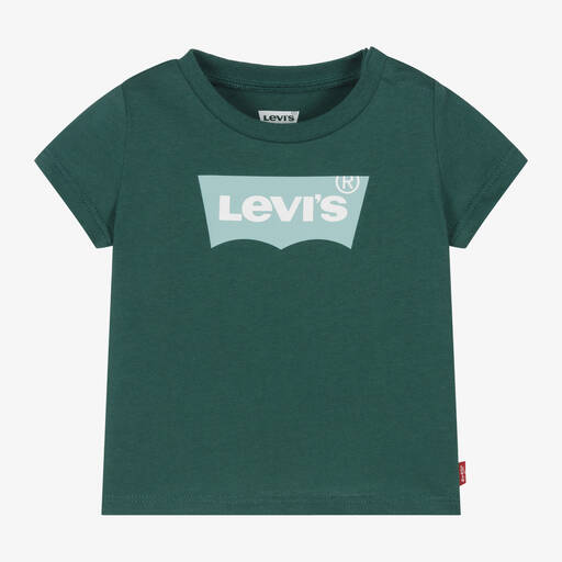 Levi's-Boys Green Cotton Batwing Logo T-Shirt | Childrensalon