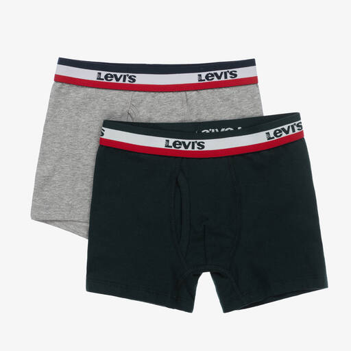 Levi's-Boys Grey & Blue Cotton Boxer Shorts (2 Pack) | Childrensalon