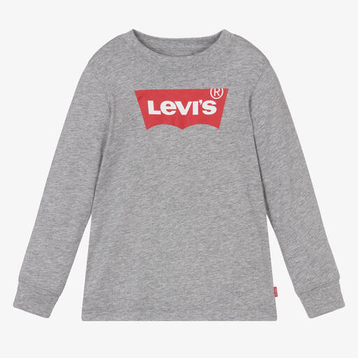 Levi's-Boys Grey Cotton Logo Top | Childrensalon