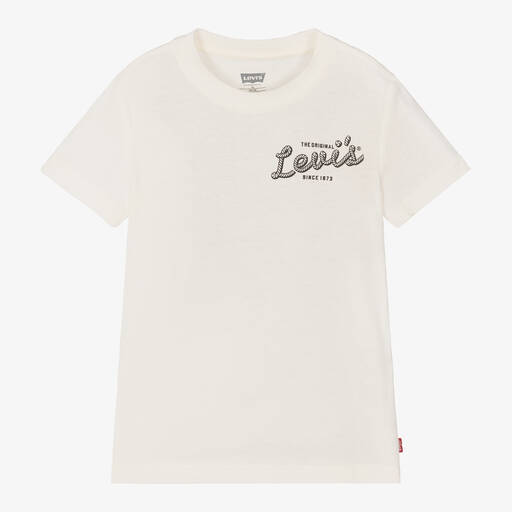 Levi's-Boys Ivory Cotton Cowboy T-Shirt | Childrensalon