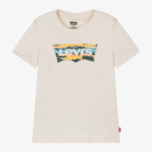 Levi's-Boys Ivory Organic Cotton Batwing T-Shirt | Childrensalon