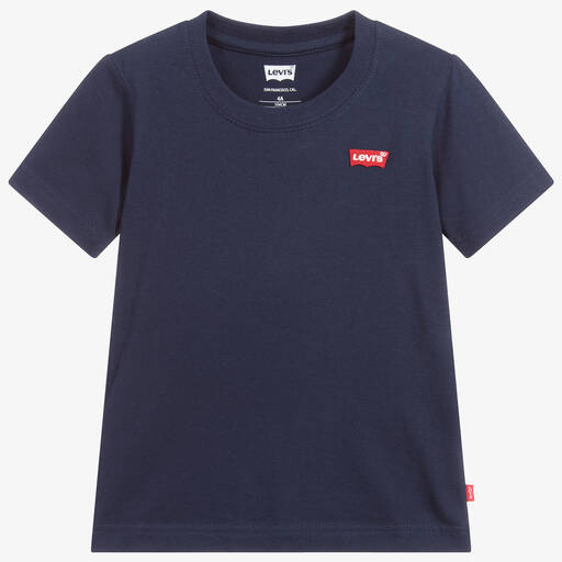 Levi's-Boys Navy Blue Cotton Logo T-Shirt | Childrensalon