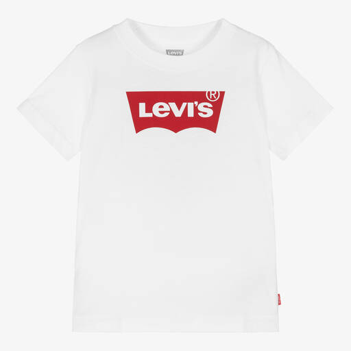 Levi's-Boys White Cotton Logo T-Shirt | Childrensalon
