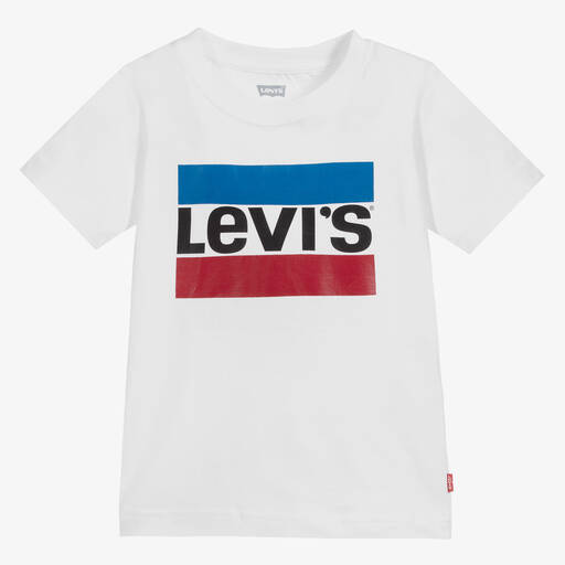 Levi's-Белая хлопковая футболка с логотипом для мальчиков | Childrensalon