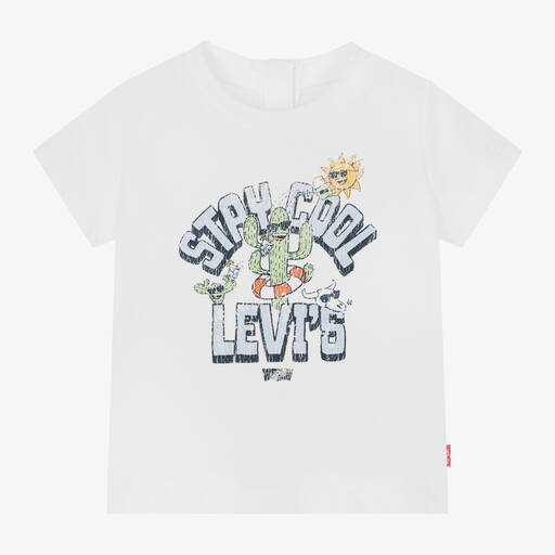 Levi's-Boys White Organic Cotton T-Shirt | Childrensalon