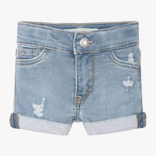 Levi's-Girls Blue Cotton Denim-Look Shorts | Childrensalon