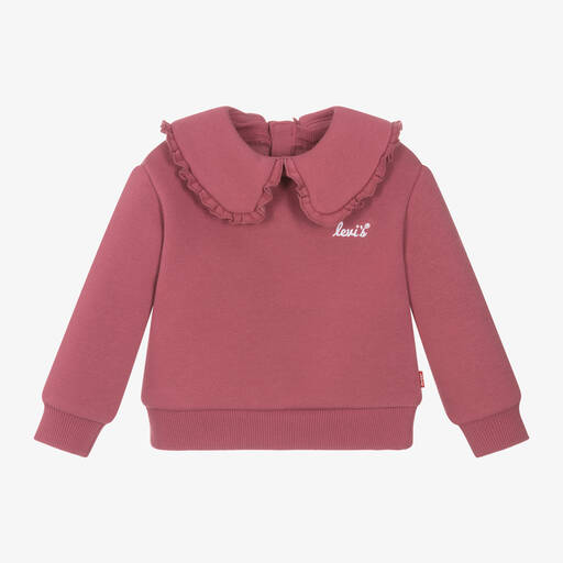 Levi's-Girls Pink Frilly Collar Sweatshirt | Childrensalon