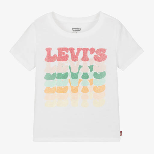 Levi's-Girls White Organic Cotton T-Shirt | Childrensalon