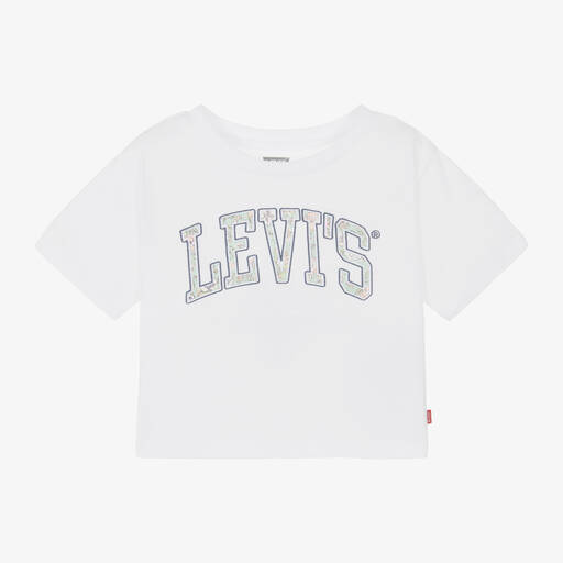 Levi's-Girls White Organic Cotton T-Shirt | Childrensalon