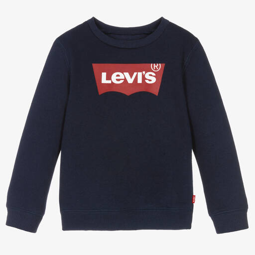 Levi's-Navy Blue Cotton Jersey Logo Sweatshirt | Childrensalon