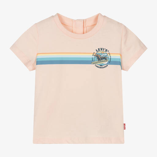 Levi's-Pink Organic Cotton Surfing Dog T-Shirt | Childrensalon