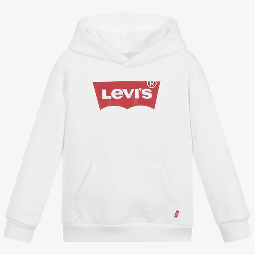 Levi's-Teen Boys White Cotton Logo Hoodie | Childrensalon