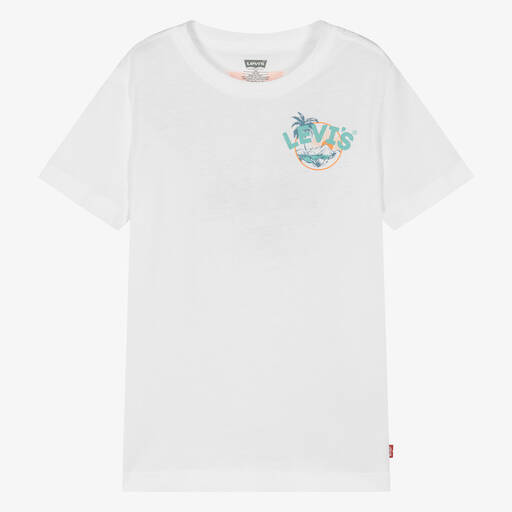 Levi's-Teen Boys White Graphic Print Cotton T-Shirt | Childrensalon