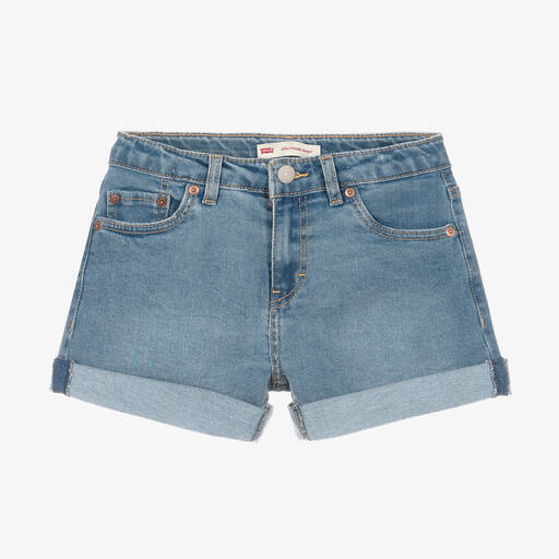 Levi's-Teen Girls Blue Denim Girlfriend Shorts | Childrensalon