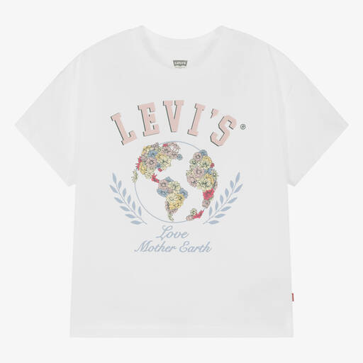 Levi's-Teen Girls White Cotton Floral T-Shirt | Childrensalon