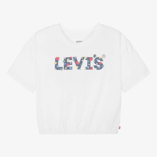 Levi's-Teen Girls White Cotton Floral T-Shirt | Childrensalon