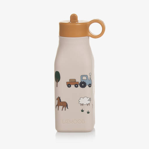 Liewood-Beige Farm Animal Water Bottle (17cm) | Childrensalon