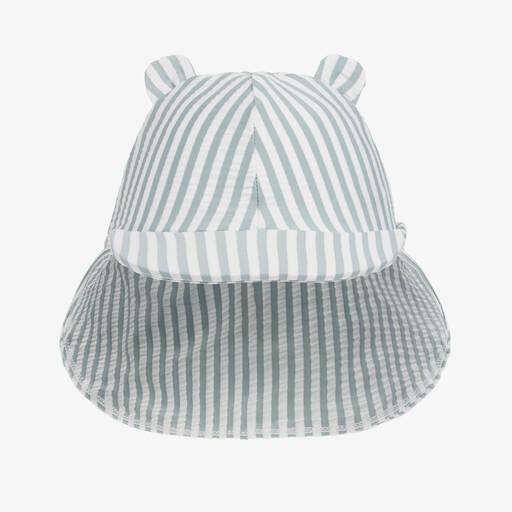 Liewood-Blue & White Striped Swim Hat (UPF40+) | Childrensalon