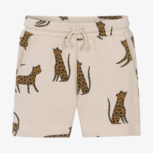 Liewood-Boys Beige Cotton Leopard Print Shorts | Childrensalon