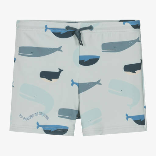 Liewood-Boys Blue Whale Print Swim Shorts (UPF40+) | Childrensalon