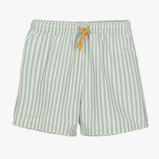 Liewood-Boys Green Striped Swim Shorts (UPF 40+) | Childrensalon