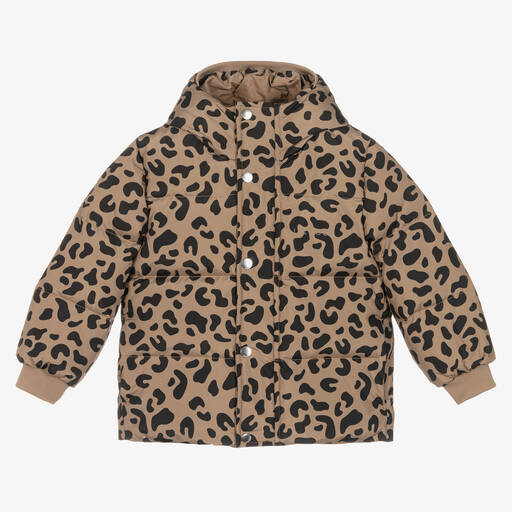 Liewood-Brown Leopard Print Puffer Jacket | Childrensalon