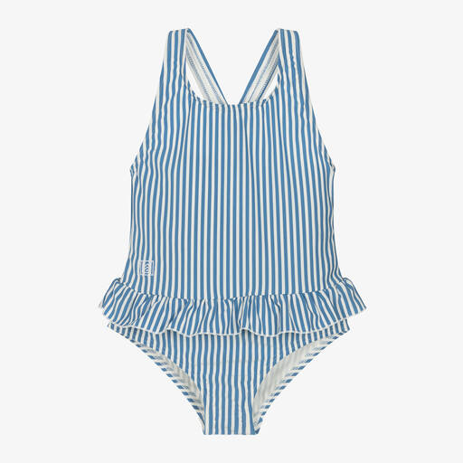 Liewood-Girls Blue Stripe Swimsuit (UPF40+) | Childrensalon