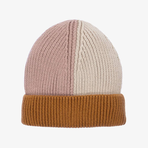Liewood-Girls Pink & Beige Cotton Knit Hat | Childrensalon