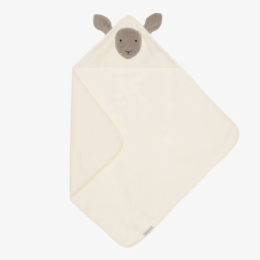 Liewood-Ivory Sheep Cotton Hooded Towel (68cm) | Childrensalon
