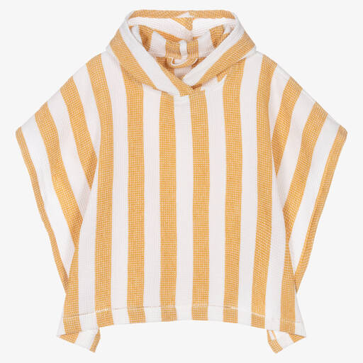 Liewood-Yellow Striped Cotton Poncho Towel | Childrensalon