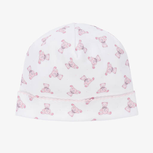 Magnolia Baby-Pink & White Teddy Baby Hat | Childrensalon