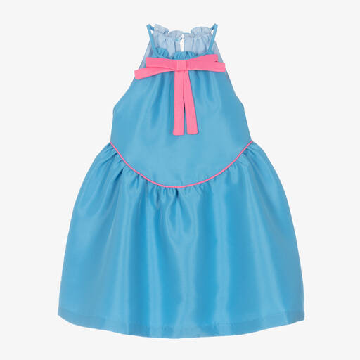 Mama Luma-Girls Blue Satin Sleeveless Dress | Childrensalon