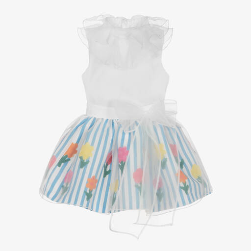Mama Luma-Girls Blue & White Organza Skirt Set | Childrensalon