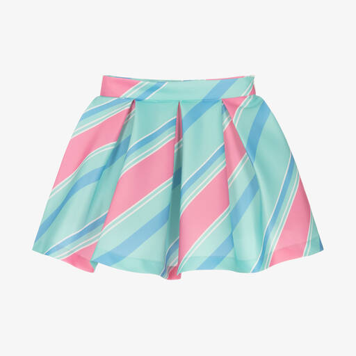 Mama Luma-Атласная юбка в зелено-розовую полоску | Childrensalon