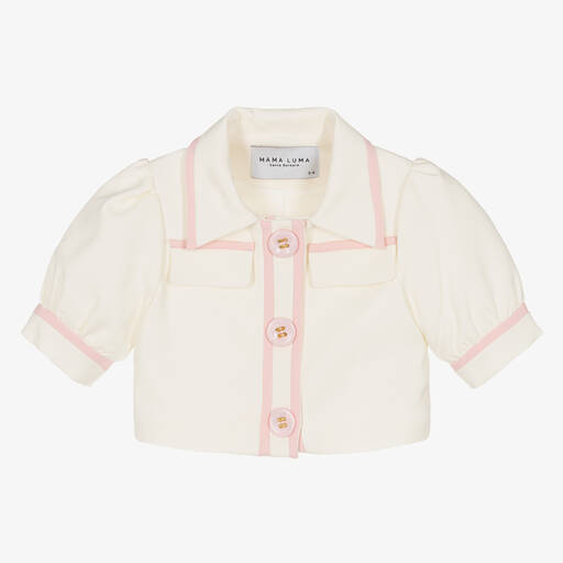 Mama Luma-Girls Ivory Collared Blouse | Childrensalon