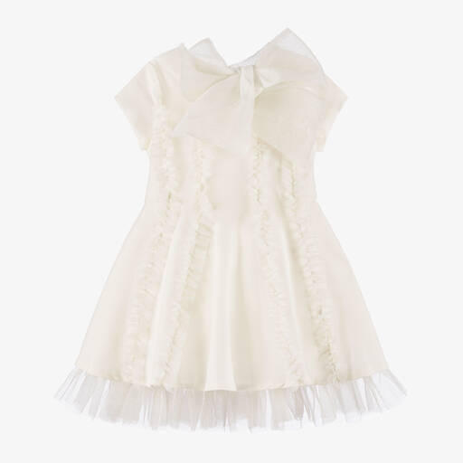 Mama Luma-Girls Ivory Glittery Ruffle Dress | Childrensalon