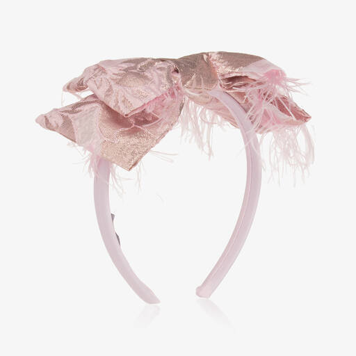 Mama Luma-Girls Metallic Pink Jacquard Hairband | Childrensalon