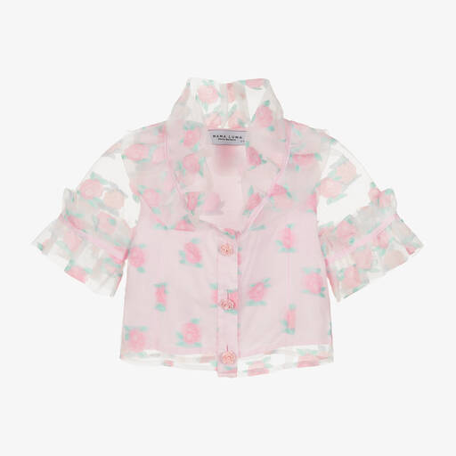 Mama Luma-Розовая блузка из органзы с цветами | Childrensalon